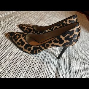 Calf hair leopard print heels